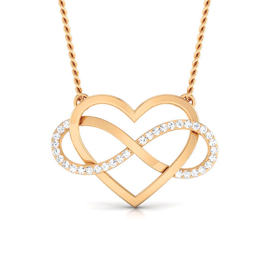 Infinity-Heart Gold Lab-Grown Diamond Pendant without Chain