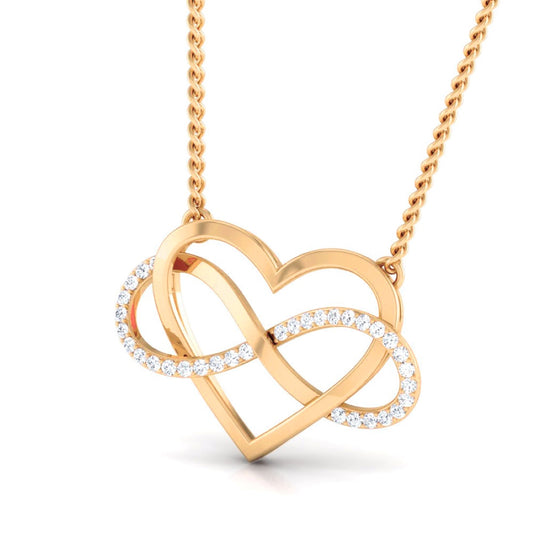 Infinity-Heart Gold Lab-Grown Diamond Pendant without Chain