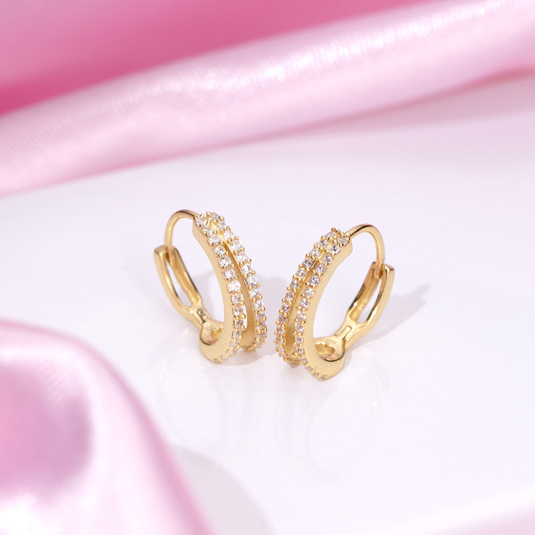 Golden Loops Classic 925 Sterling Silver Hoop Earrings with Gold Plati ...