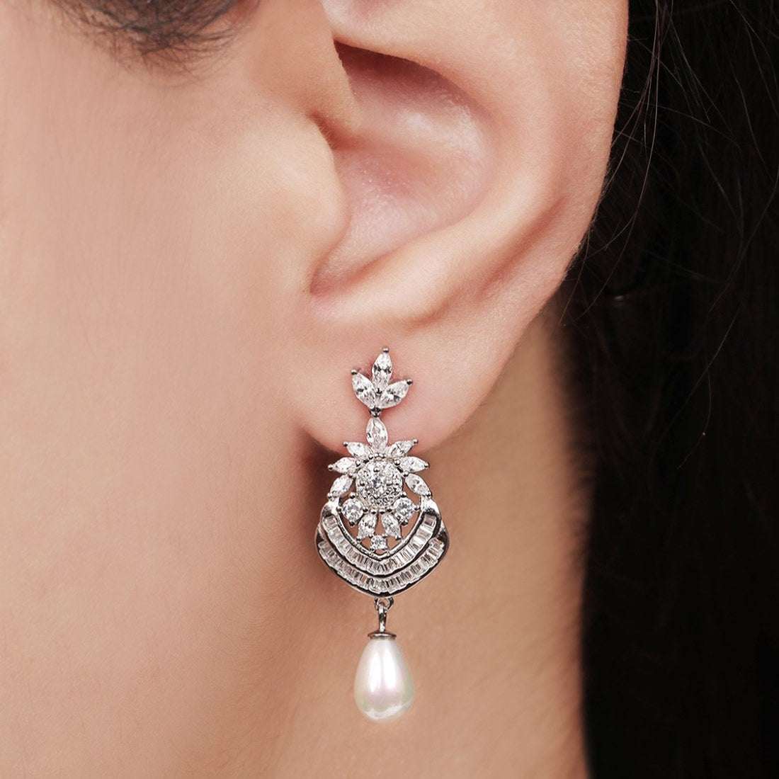 Blooms in Frost Rhodium-Plated 925 Sterling Silver Earrings