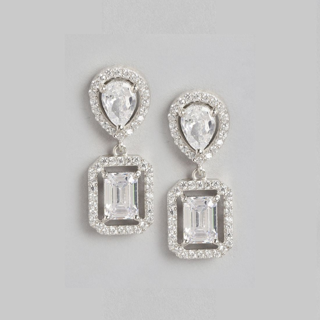 Shimmering Stardust CZ Rhodium-Plated 925 Sterling Silver Earrings