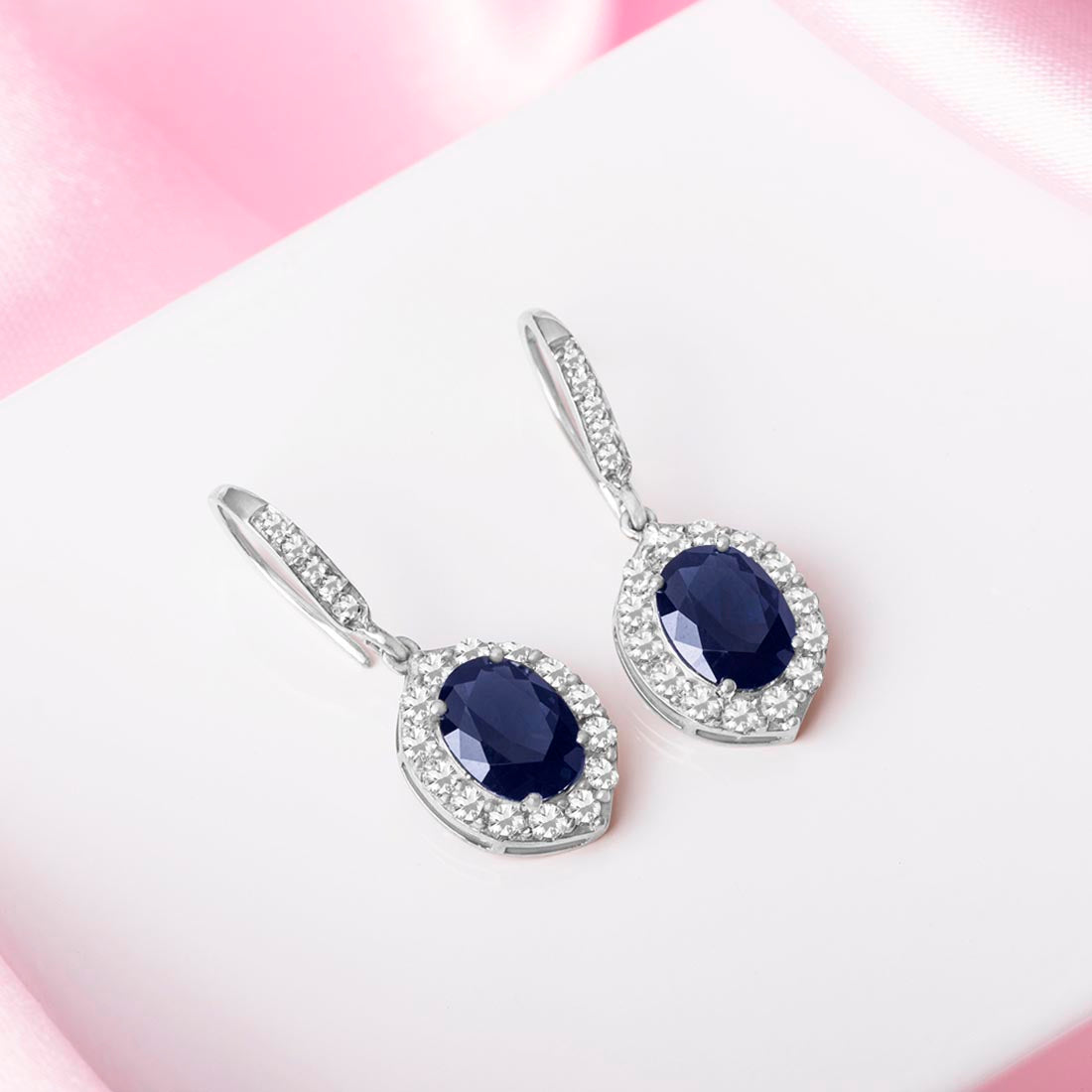 Sapphire Cascade Rhodium-Plated 925 Sterling Silver Drop Earrings