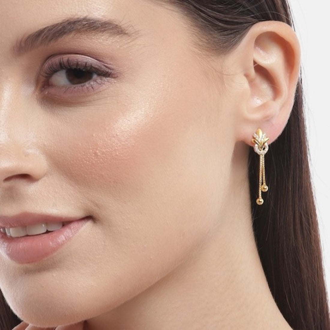 Chic Glitter Gold-Plated 925 Sterling Silver Drop Earrings