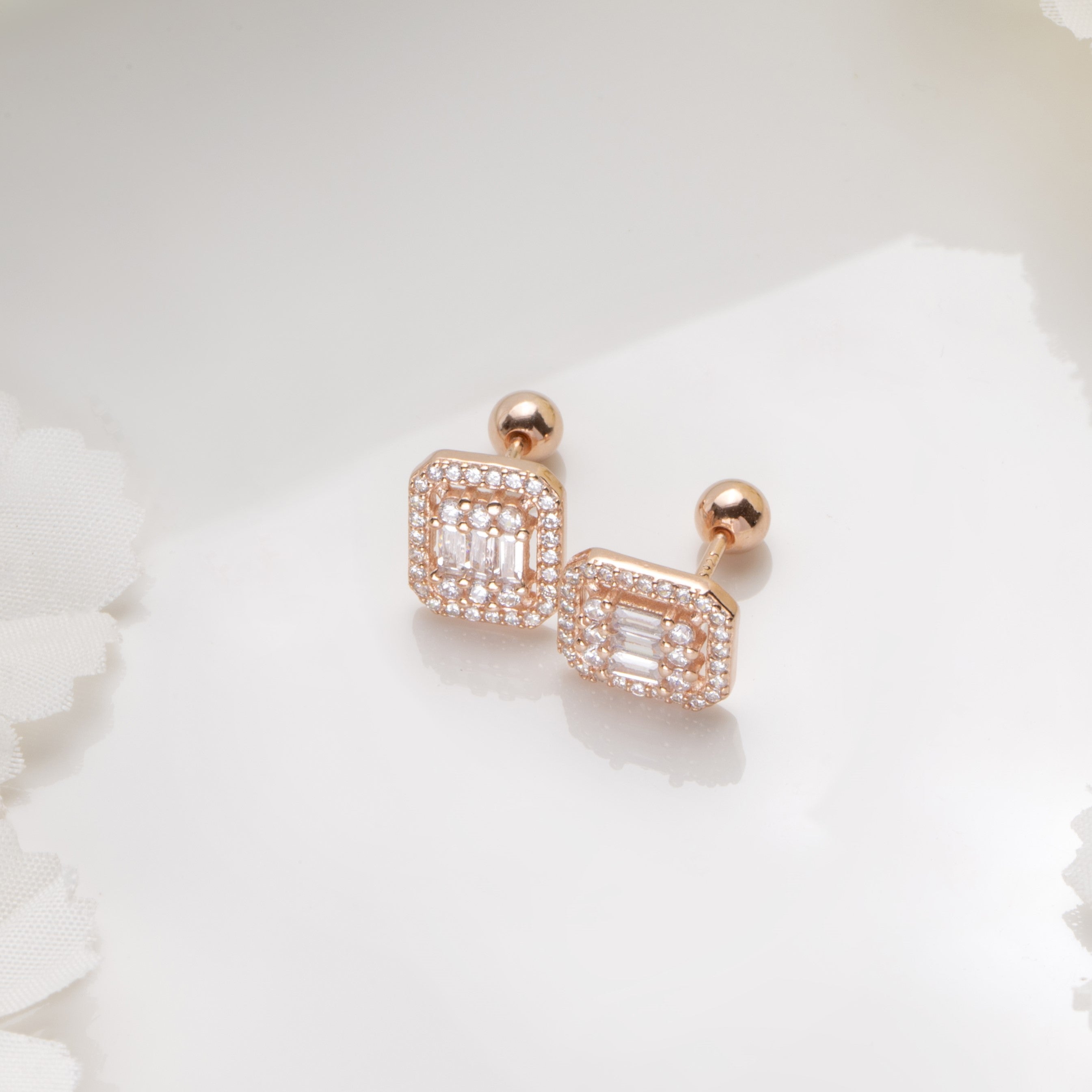 Gleam of Rose gold Plated 925 Sterling Silver Earring