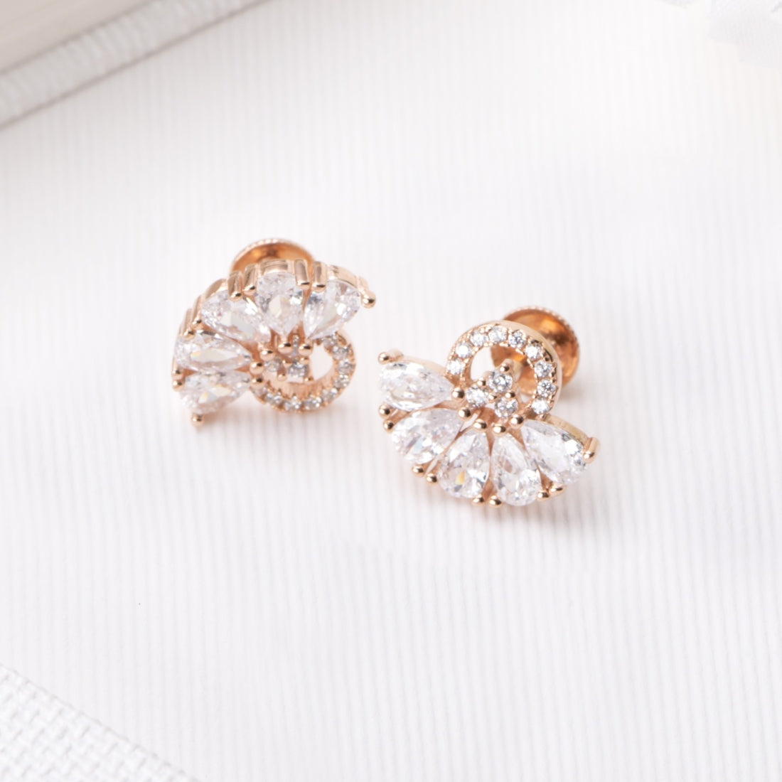 Radiant Rose Gold Gleam Cubic Zirconia 925 Sterling Silver Earrings