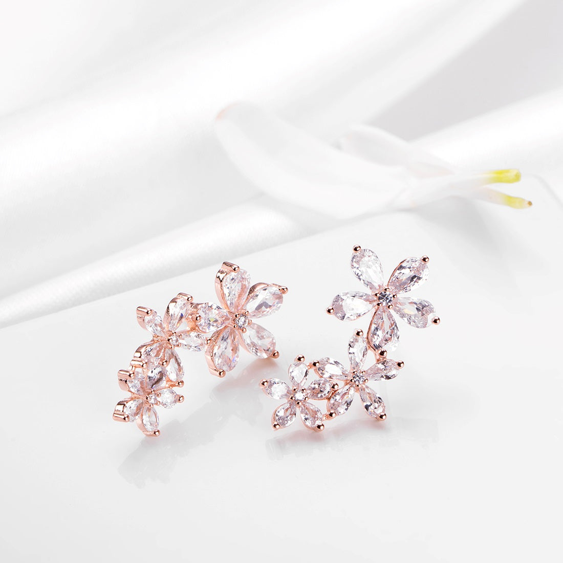 Blooming Blossoms 925 Sterling Silver Rose Gold Earrings