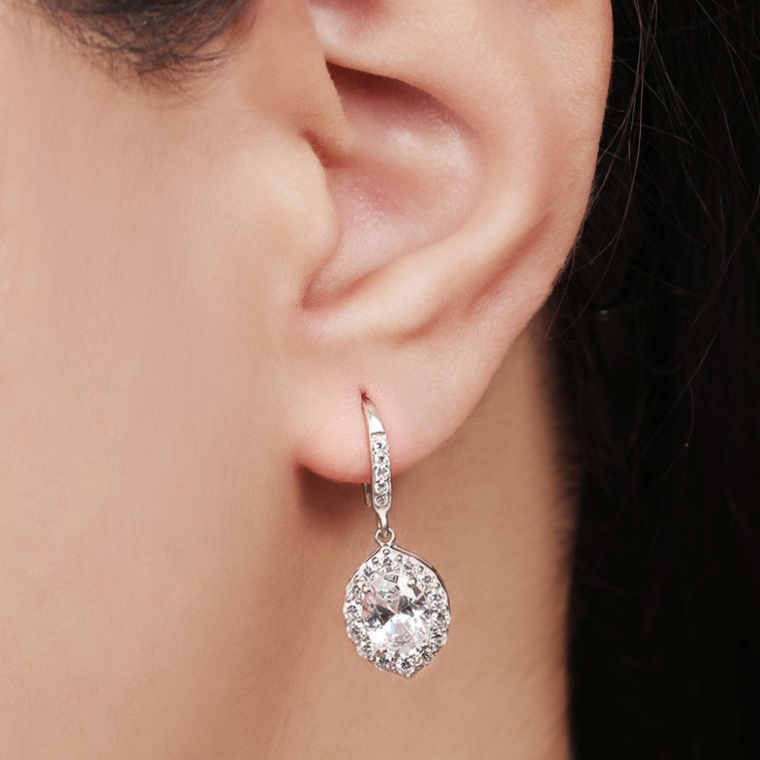 Elegance in Descent Rhodium-Plated 925 Sterling Silver Earrings