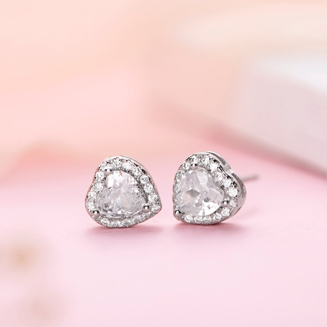 Radiant Hearts Rhodium-Plated Cubic Zirconia 925 Sterling Silver Earring