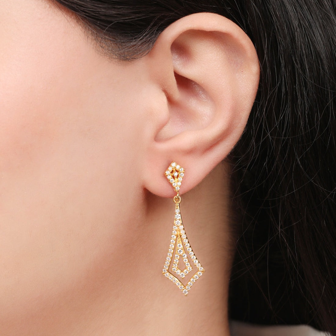 Golden Cascade Brilliance 925 Sterling Silver Gold-Plated Earrings