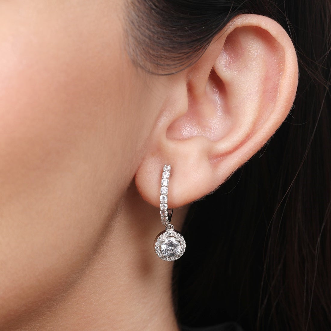 Radiant Droplets Rhodium-Plated 925 Sterling Silver Drop Earrings