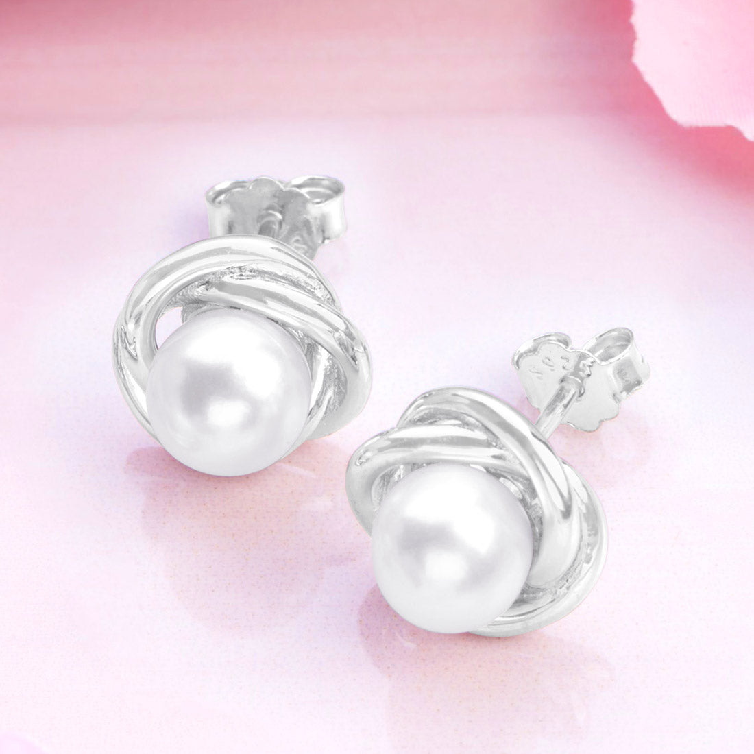 Pearlescent Grace Rhodium-Plated 925 Sterling Silver Earrings