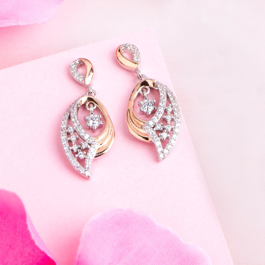 Dual Bloom Radiance Two-Tone Plated Flower Pattern Earrings