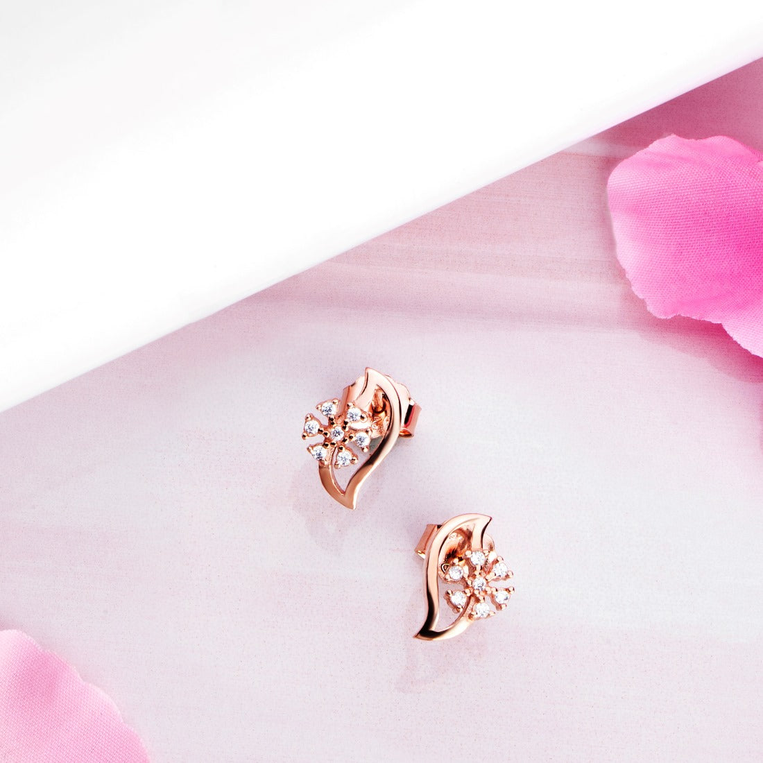 Rose Petal Radiance Rose Gold-Plated 925 Sterling Silver Earrings