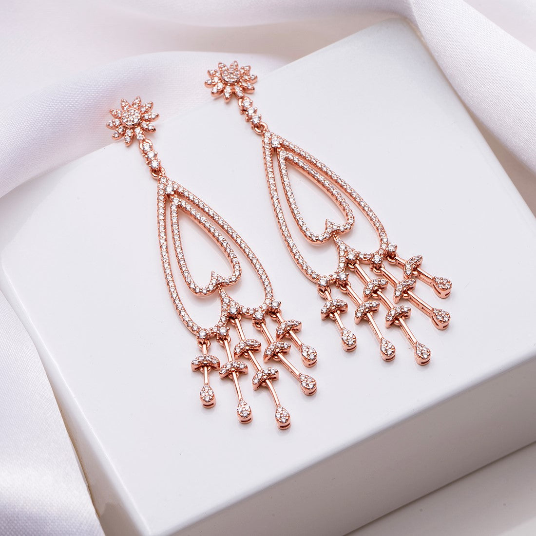 Rosé Radiance Cascade 925 Sterling Silver Rose Gold-Plated Earrings