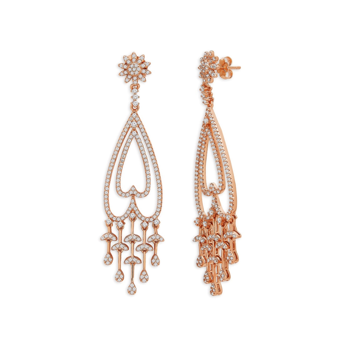 Rosé Radiance Cascade 925 Sterling Silver Rose Gold-Plated Earrings