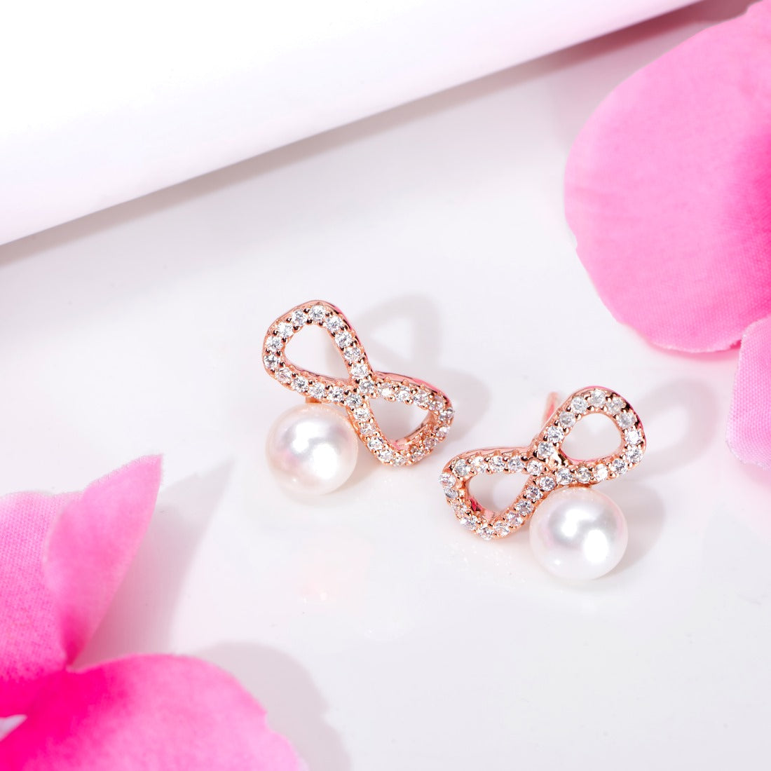 Eternal Infinity Elegance 925 Sterling Silver Rose Gold-Plated Earring