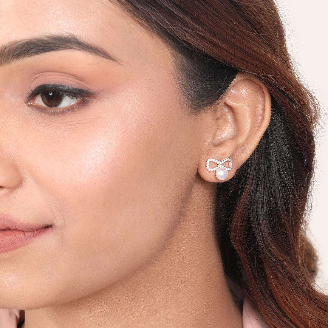 Eternal Infinity Elegance 925 Sterling Silver Rose Gold-Plated Earring