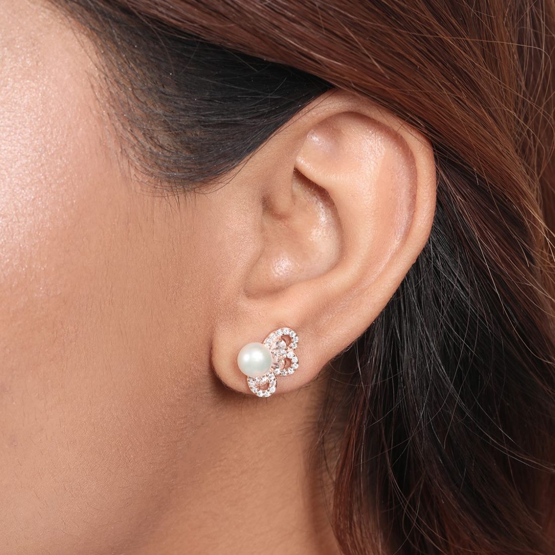 Floral Elegance 925 Sterling Silver Rose Gold-Plated Flower Earring