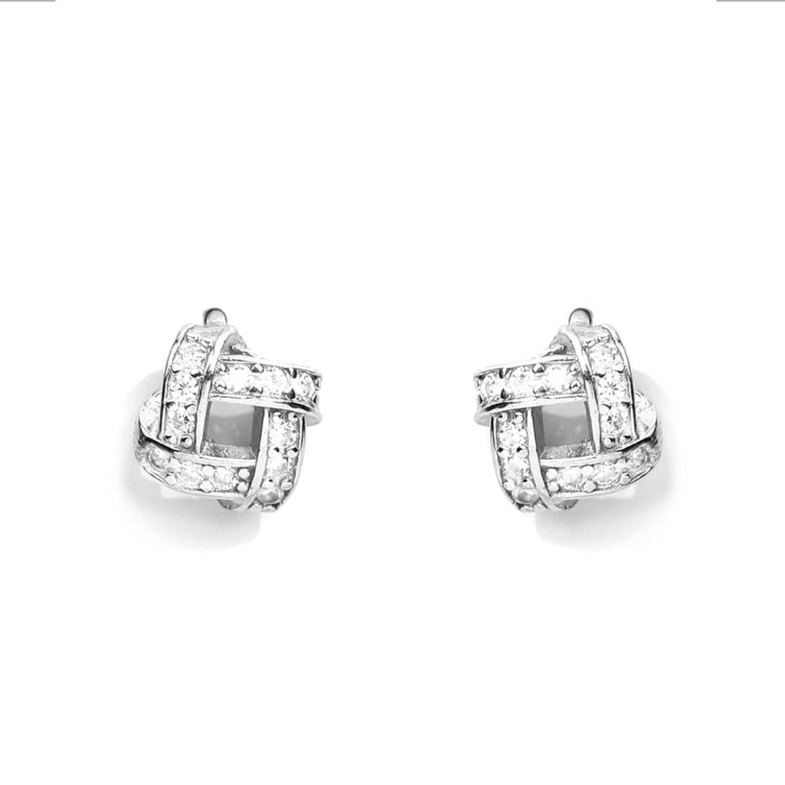 Modern Radiance Rhodium-Plated 925 Sterling Silver Square Earrings