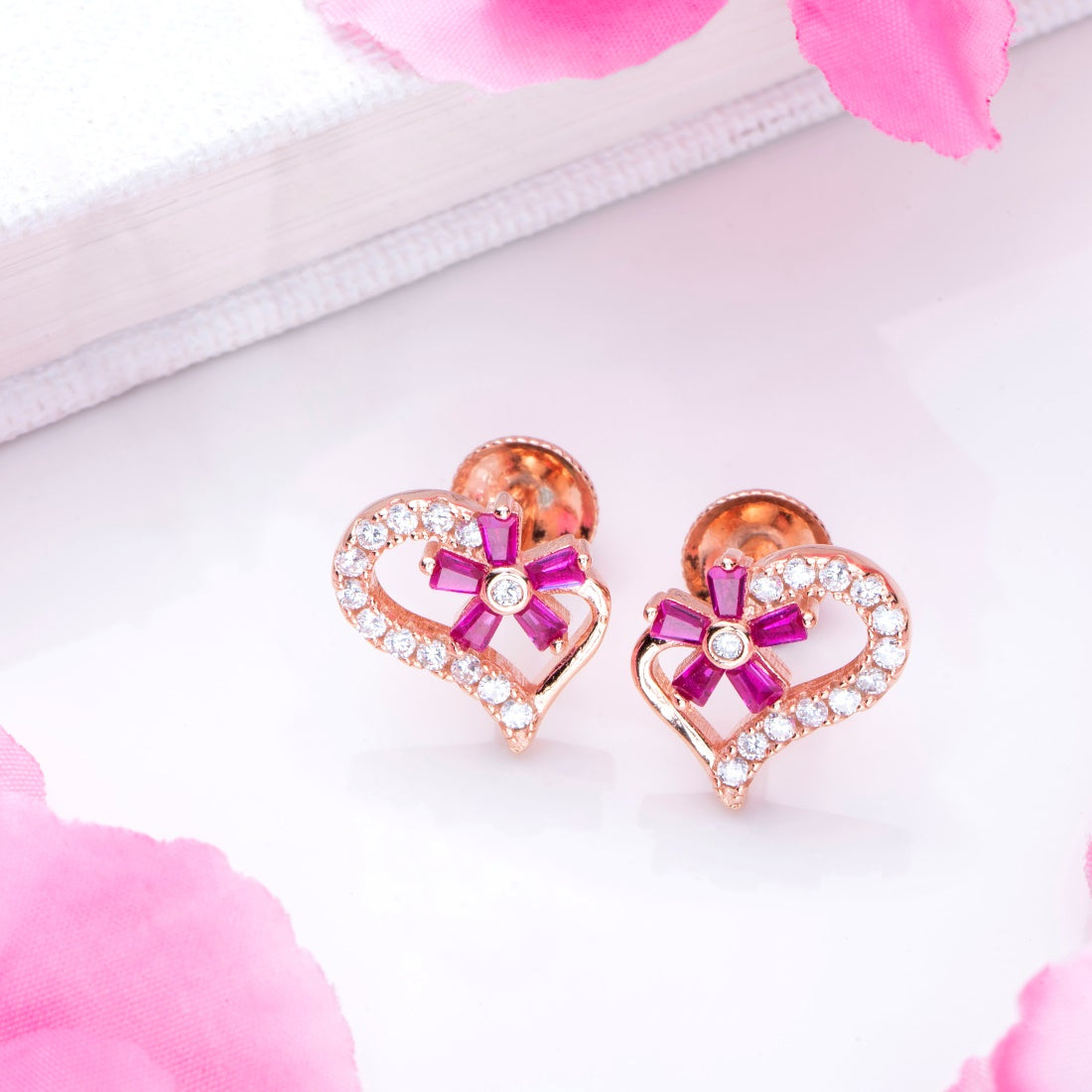 Blooming Love 925 Sterling Silver Earrings with Cubic Zirconia