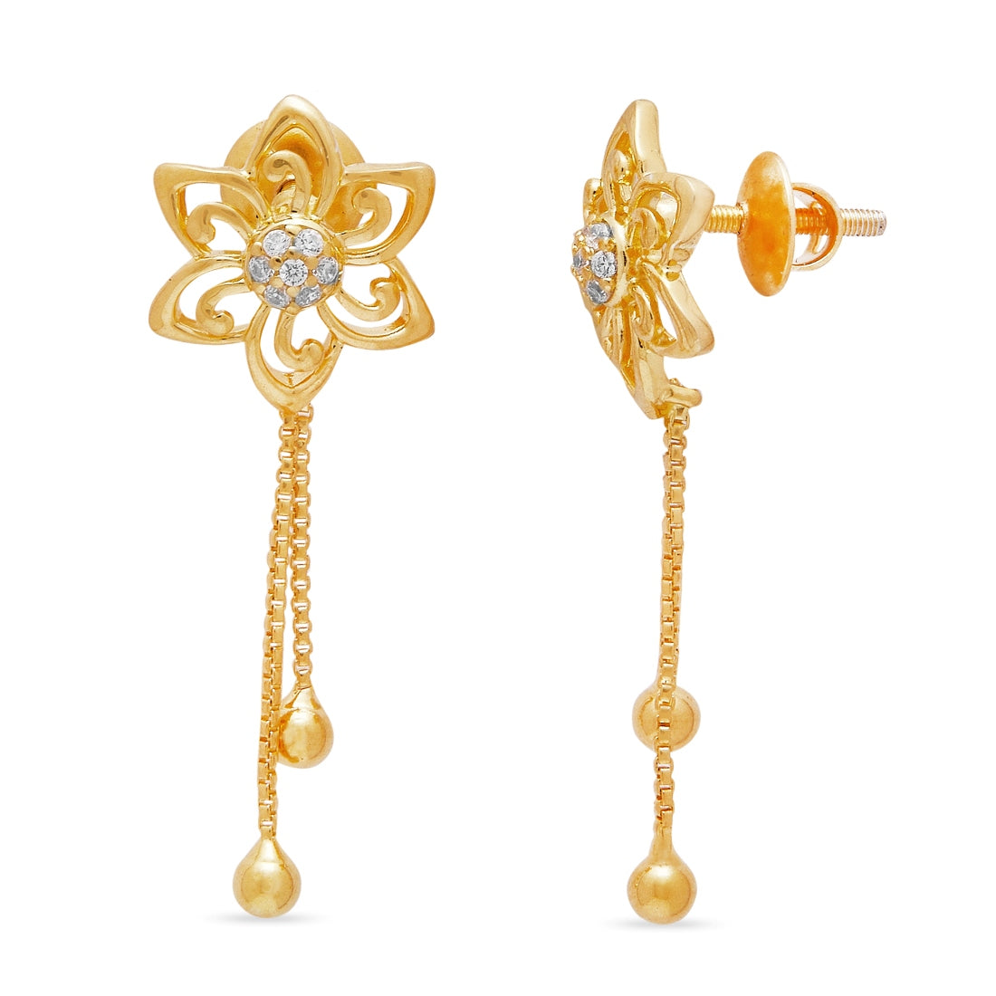 Golden Petals 925 Sterling Silver Gold-Plated Flower Earrings