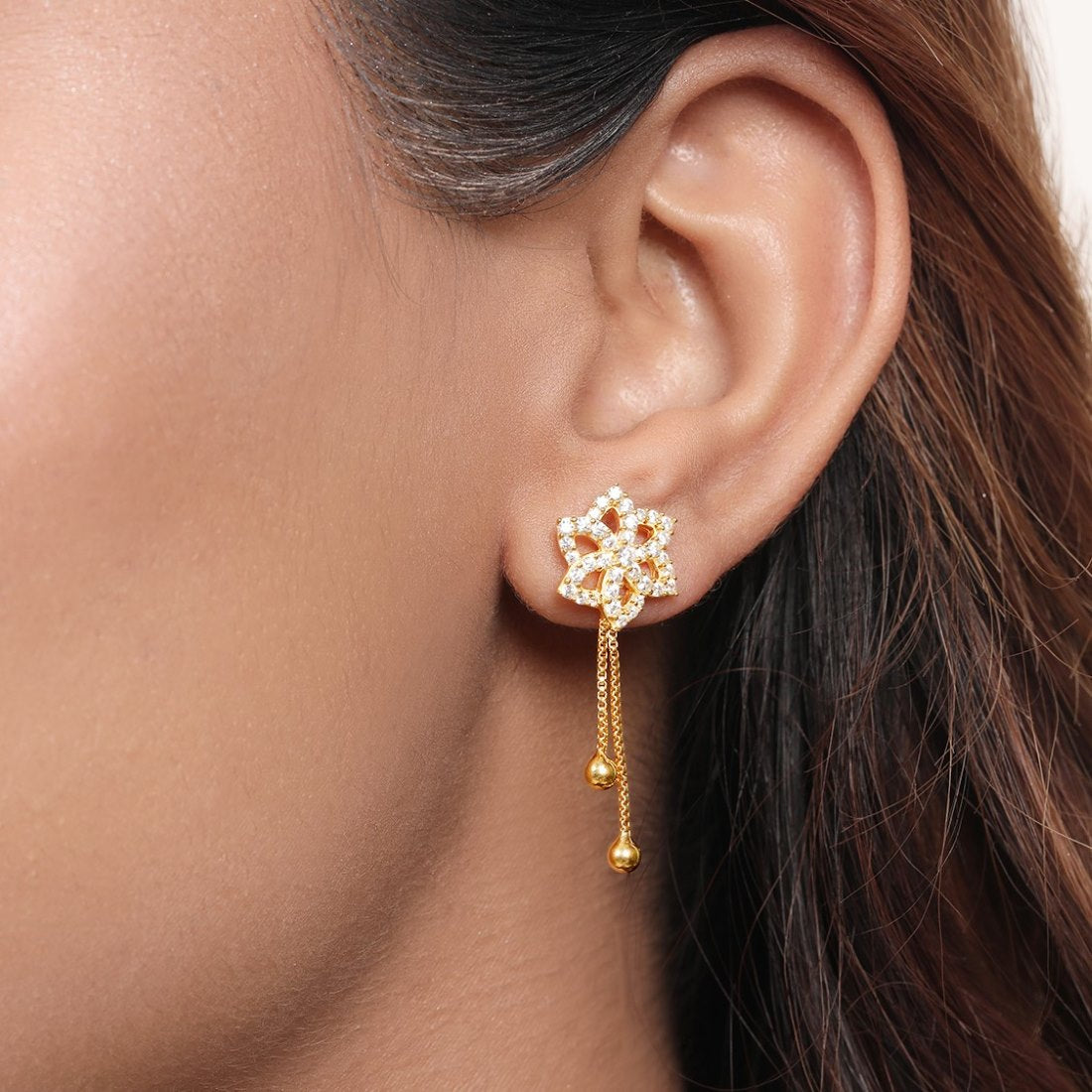 Golden Blossoms 925 Sterling Silver Gold-Plated Flower Earrings