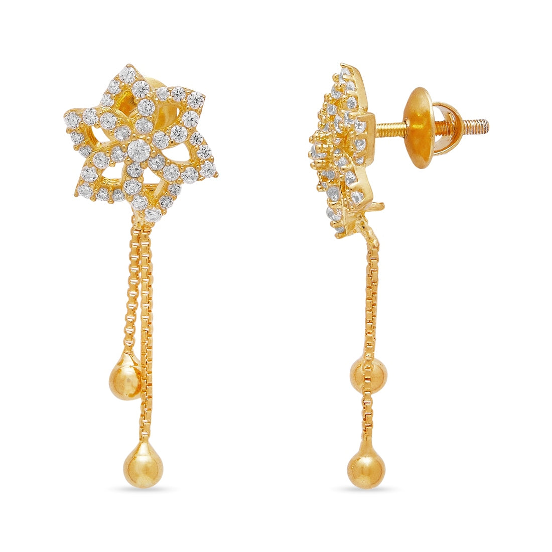 Golden Blossoms 925 Sterling Silver Gold-Plated Flower Earrings