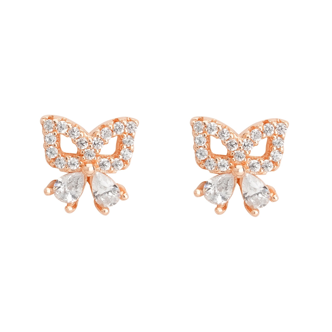 Enchanting Butterfly Rose Gold Plated 925 Sterling Silver Stud Earrings