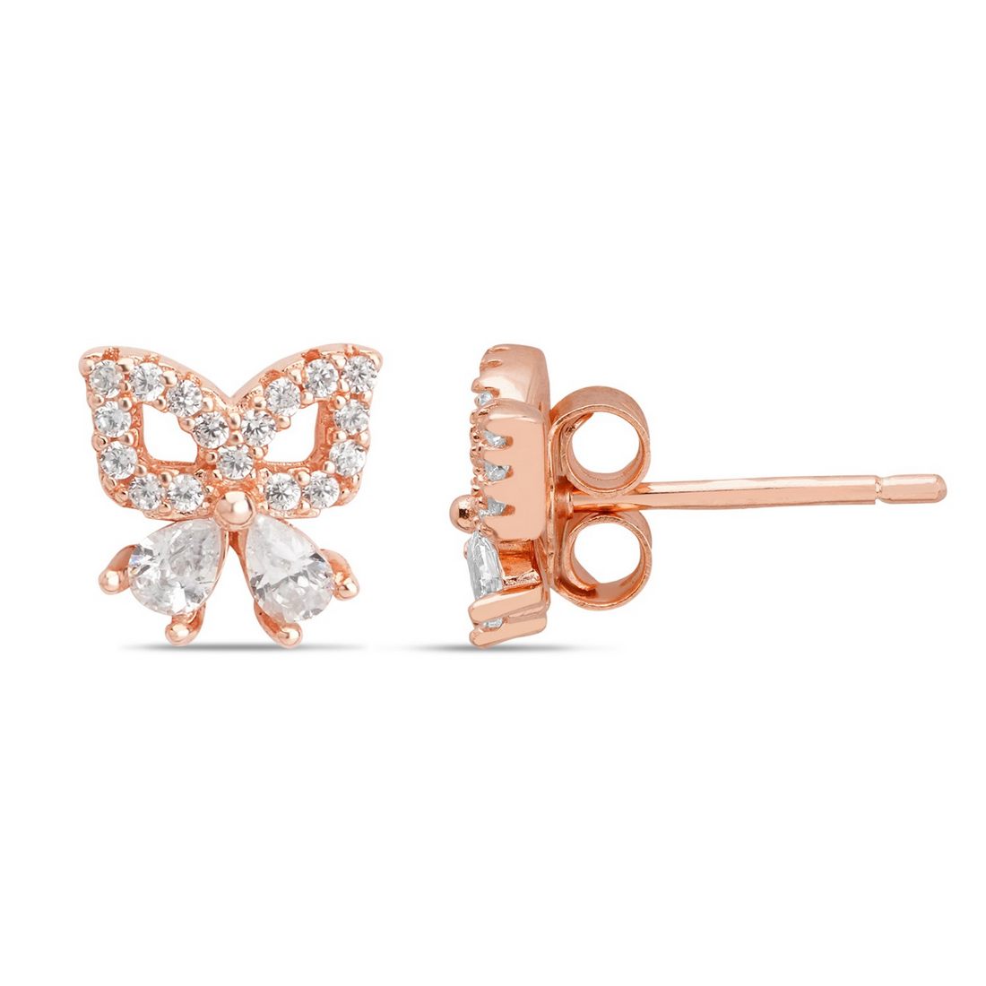 Enchanting Butterfly Rose Gold Plated 925 Sterling Silver Stud Earrings