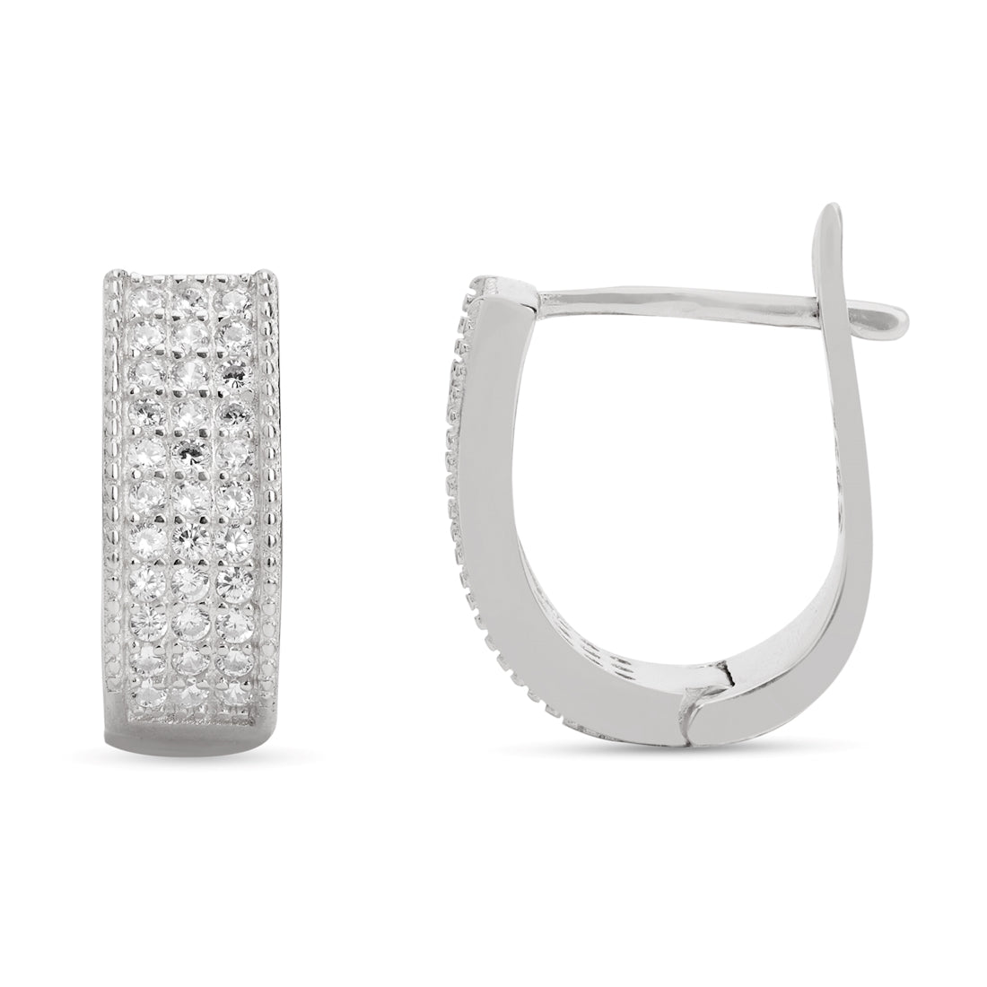 Elegant Abstract Rhodium Plated 925 Sterling Silver Hoop Earrings