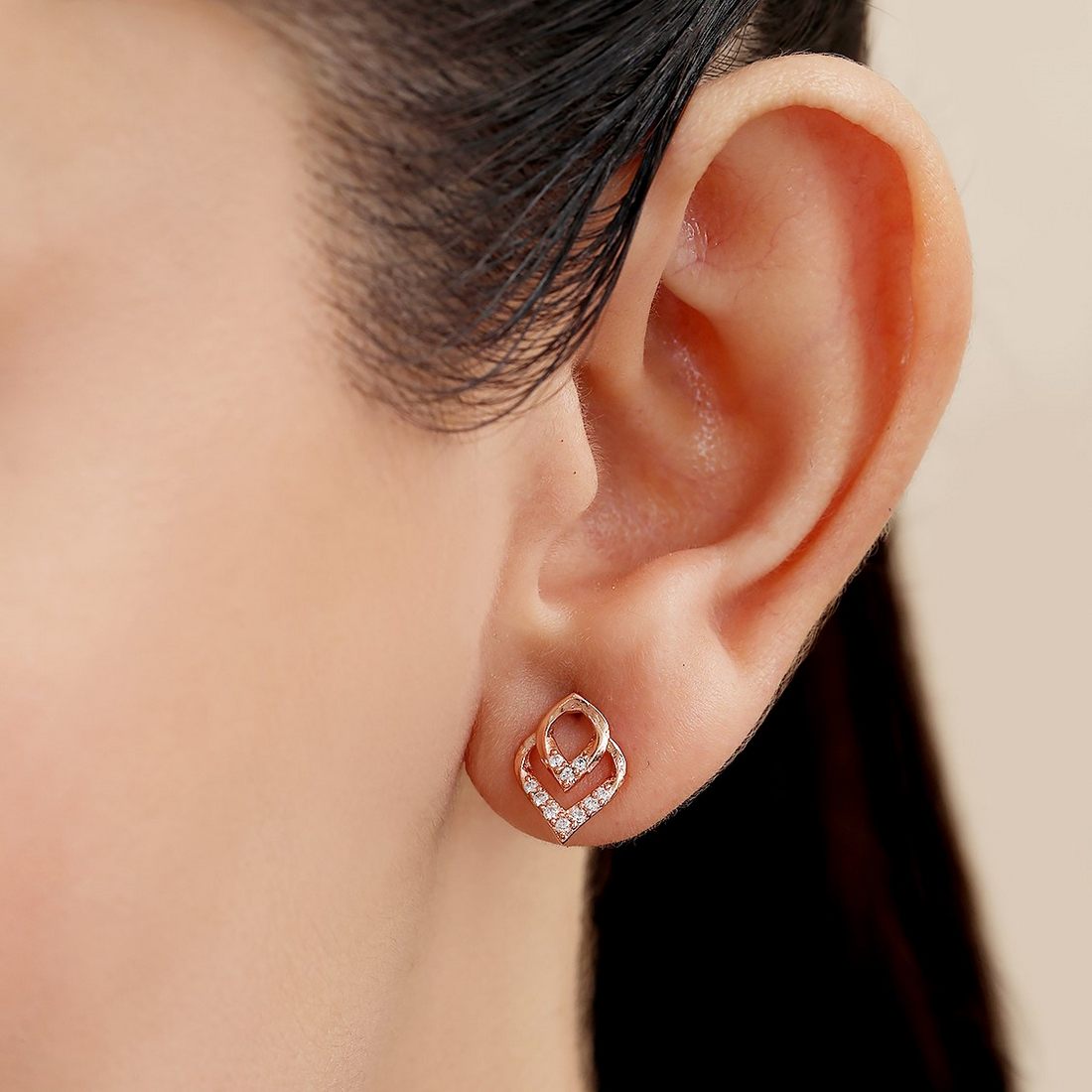 Graceful Shapes Rose Gold Plated 925 Sterling Silver Earrings