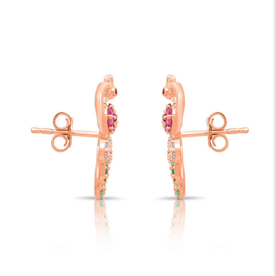 Radiant Peacock Rose Gold Plated 925 Sterling Silver Earrings