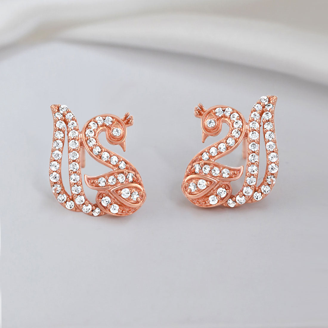 Swan Grace Rose Gold Plated 925 Sterling Silver Earrings