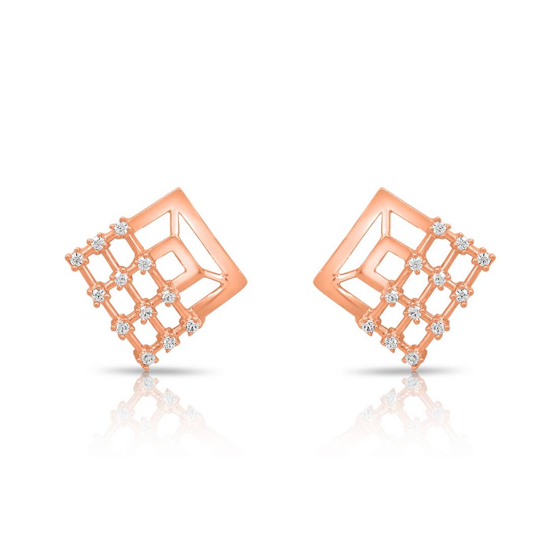 Sleek Square Rose Gold Plated 925 Sterling Silver Earrings