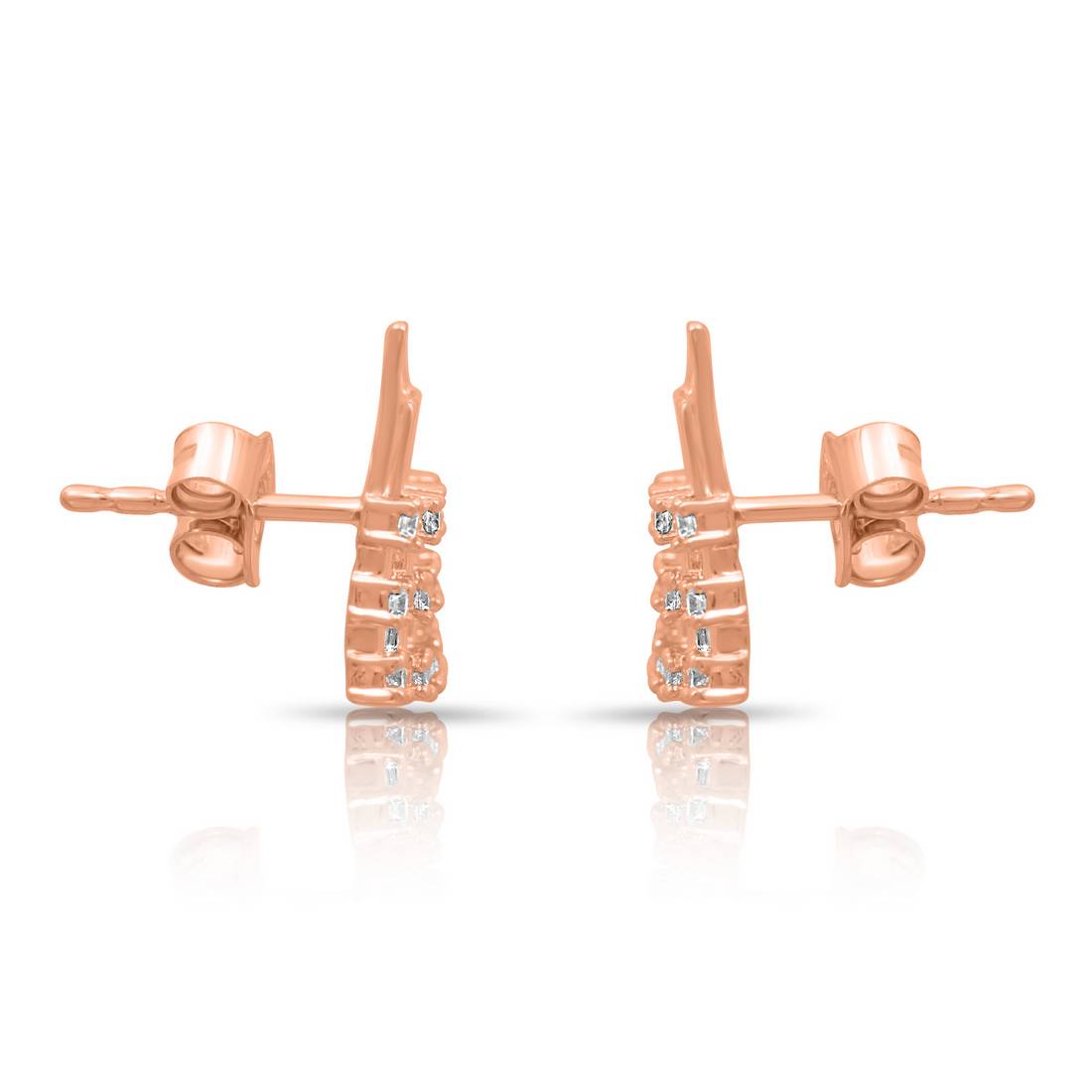 Sleek Square Rose Gold Plated 925 Sterling Silver Earrings