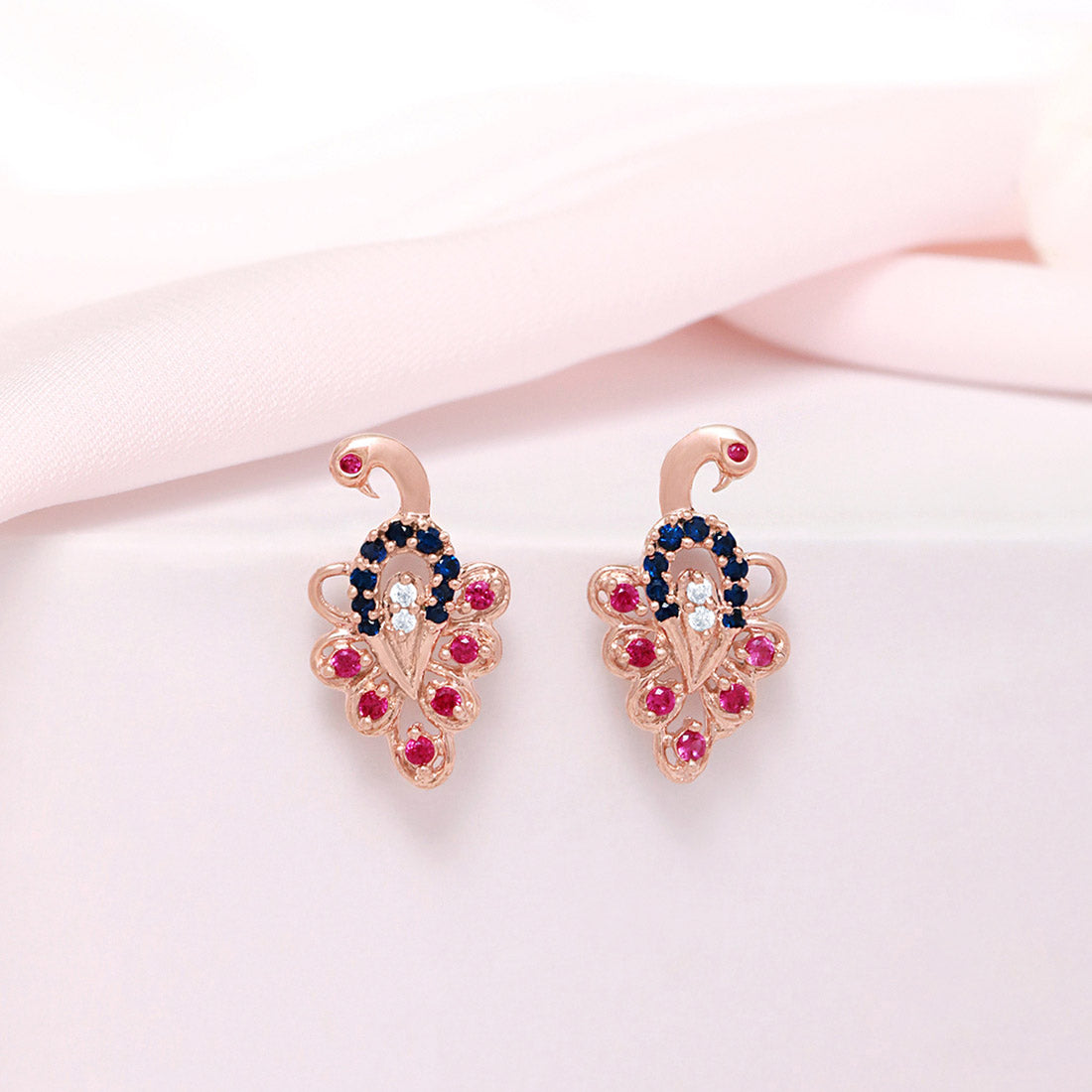 Luxe Peacock Rose Gold Plated 925 Sterling Silver Earrings