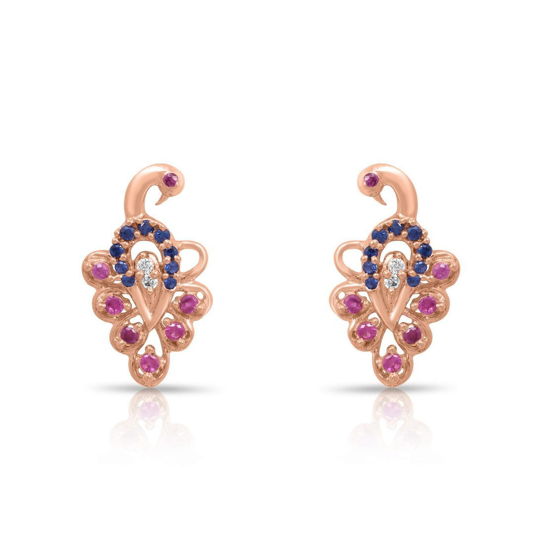 Luxe Peacock Rose Gold Plated 925 Sterling Silver Earrings