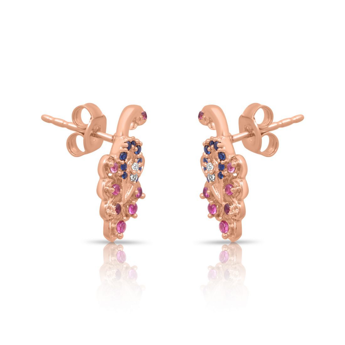 Luxe Peacock Rose Gold Plated 925 Sterling Silver Earrings