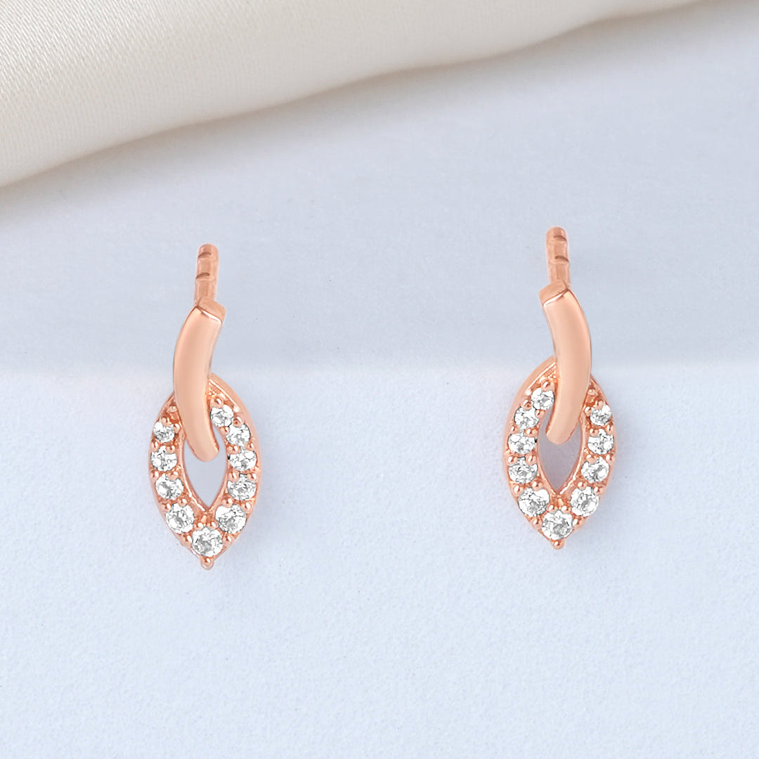 Leaf Rose Gold Plated 925 Sterling Silver Earrings