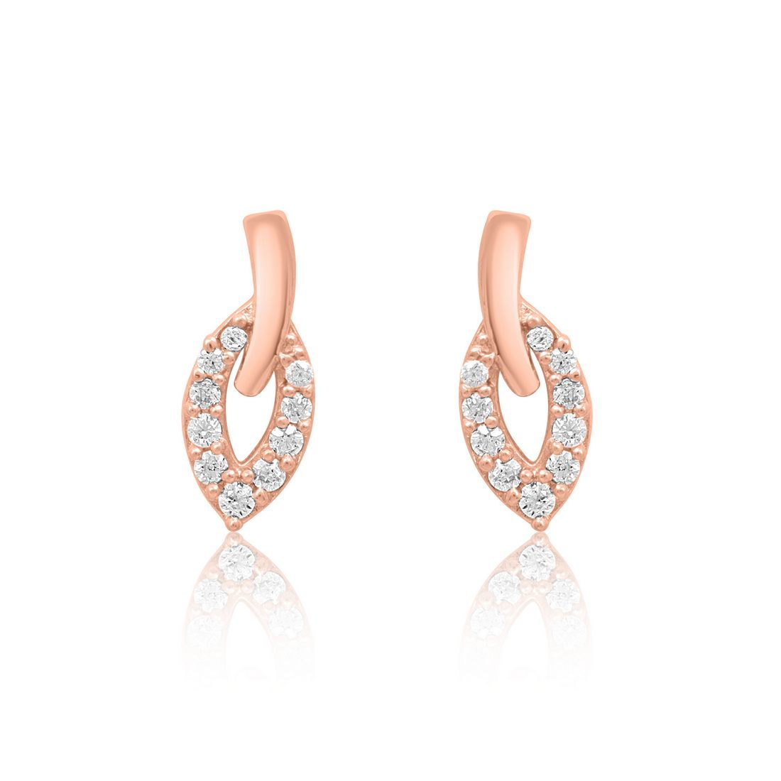 Leaf Rose Gold Plated 925 Sterling Silver Earrings