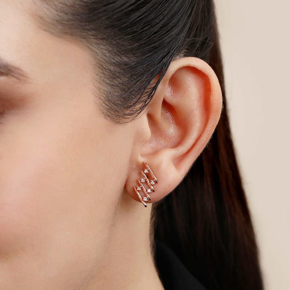 Lavish Rose Gold Plated 925 Sterling Silver Earrings