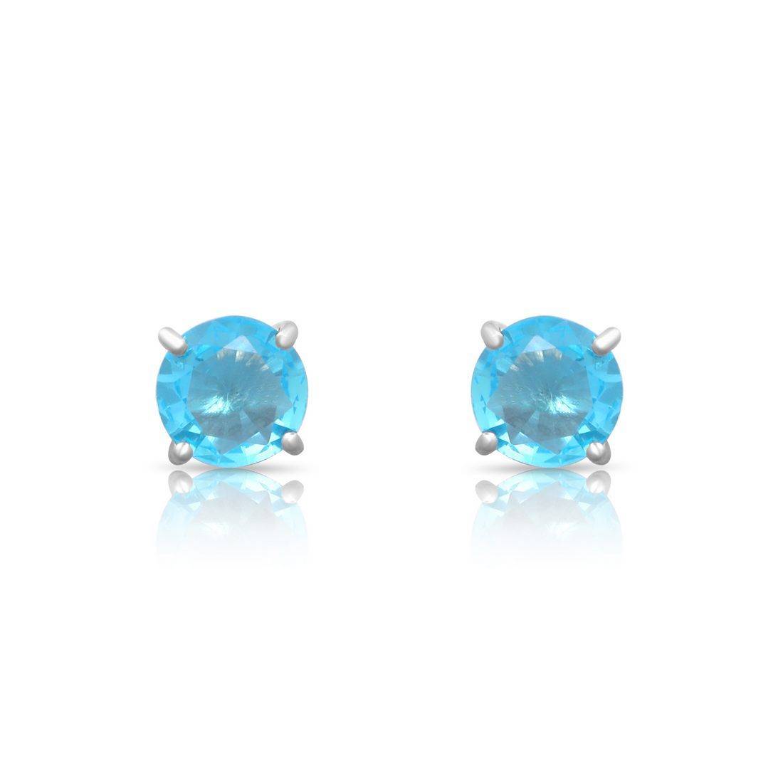 Sky Blue Radiance Rhodium Plated 925 Sterling Silver Solitaire Stud Earrings