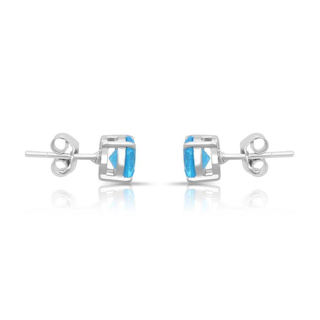 Sky Blue Radiance Rhodium Plated 925 Sterling Silver Solitaire Stud Earrings