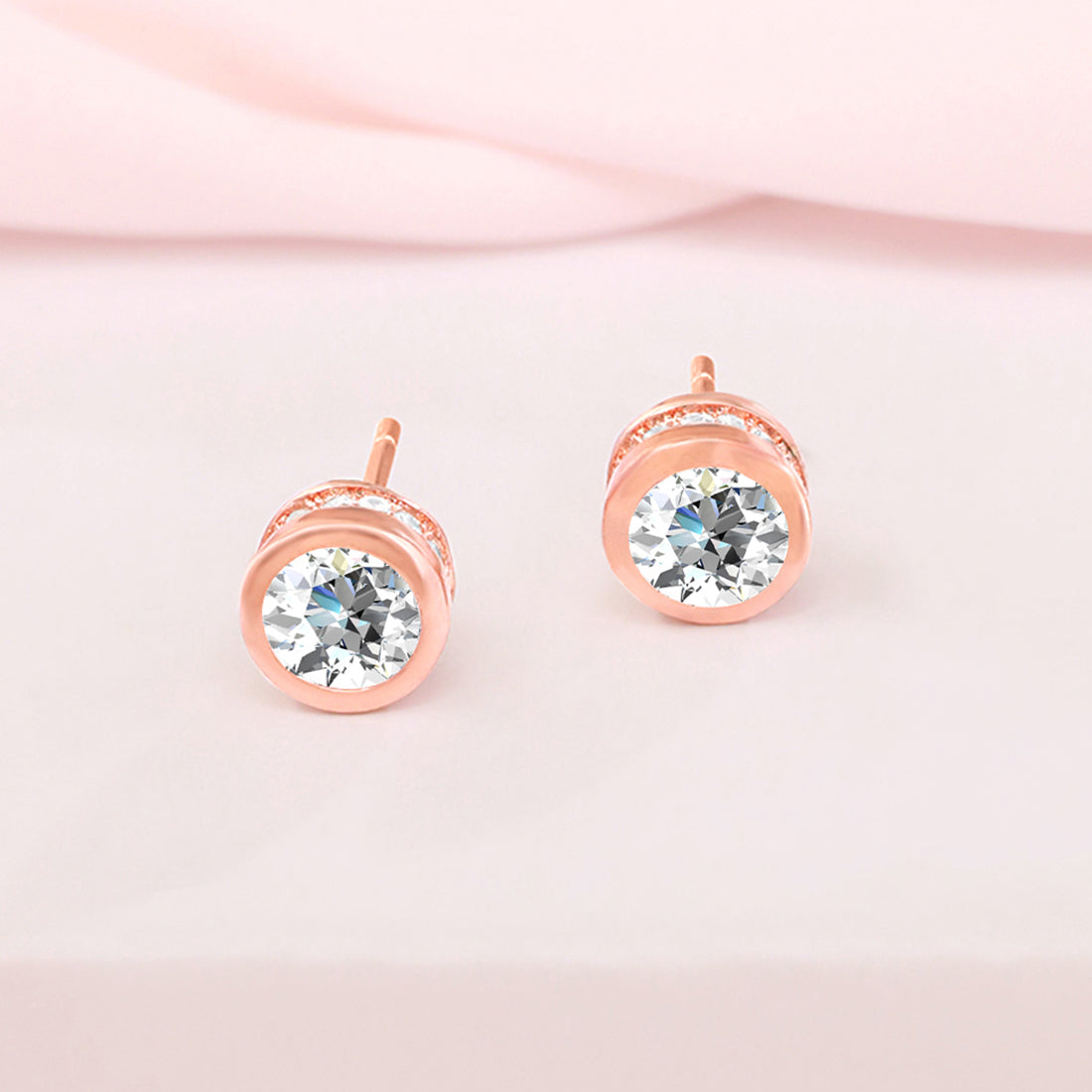 Timeless Rose Gold Plated 925 Sterling Silver Stud Earrings