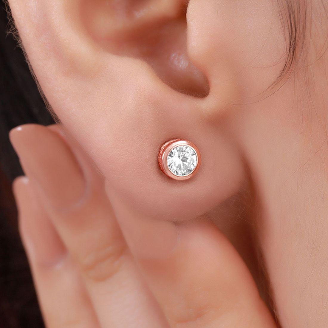 Timeless Rose Gold Plated 925 Sterling Silver Stud Earrings