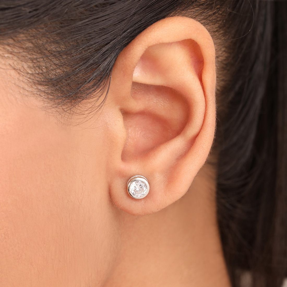 Timeless Rhodium Plated 925 Sterling Silver Stud Earrings