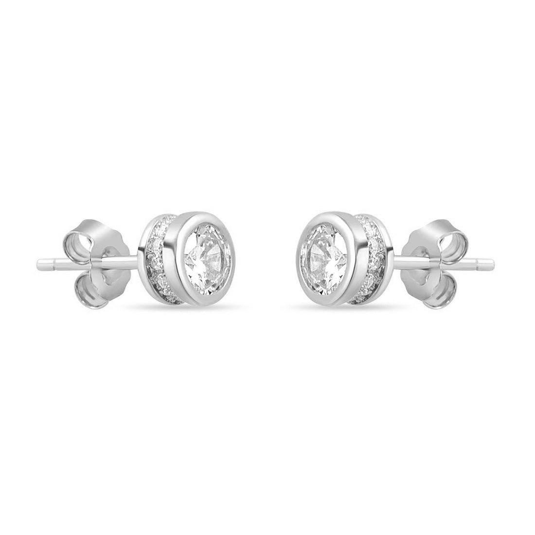 Timeless Rhodium Plated 925 Sterling Silver Stud Earrings