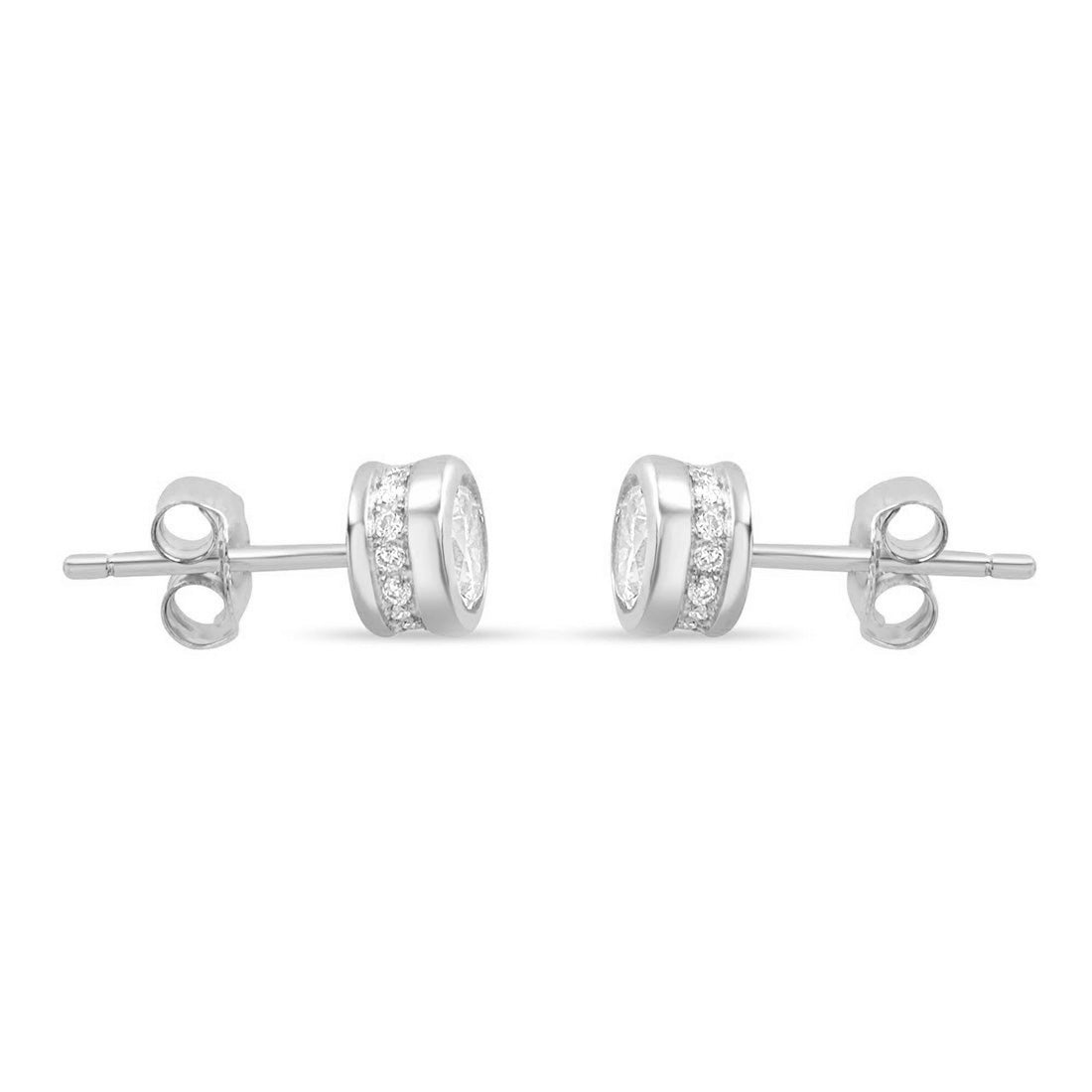 Timeless Rhodium Plated 925 Sterling Silver Stud Earrings