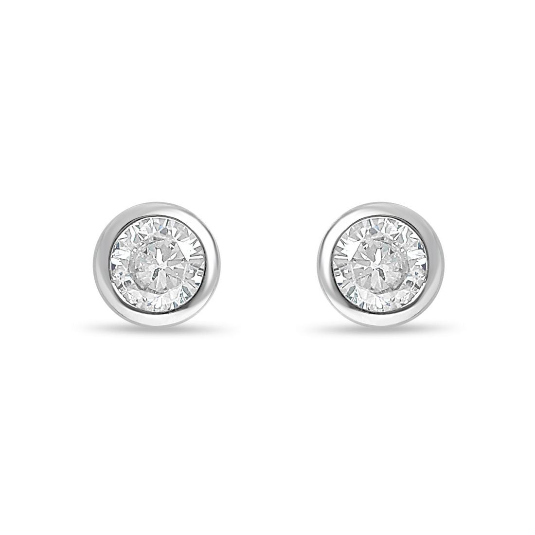 Timeless Rhodium Plated 925 Sterling Silver Stud Earrings