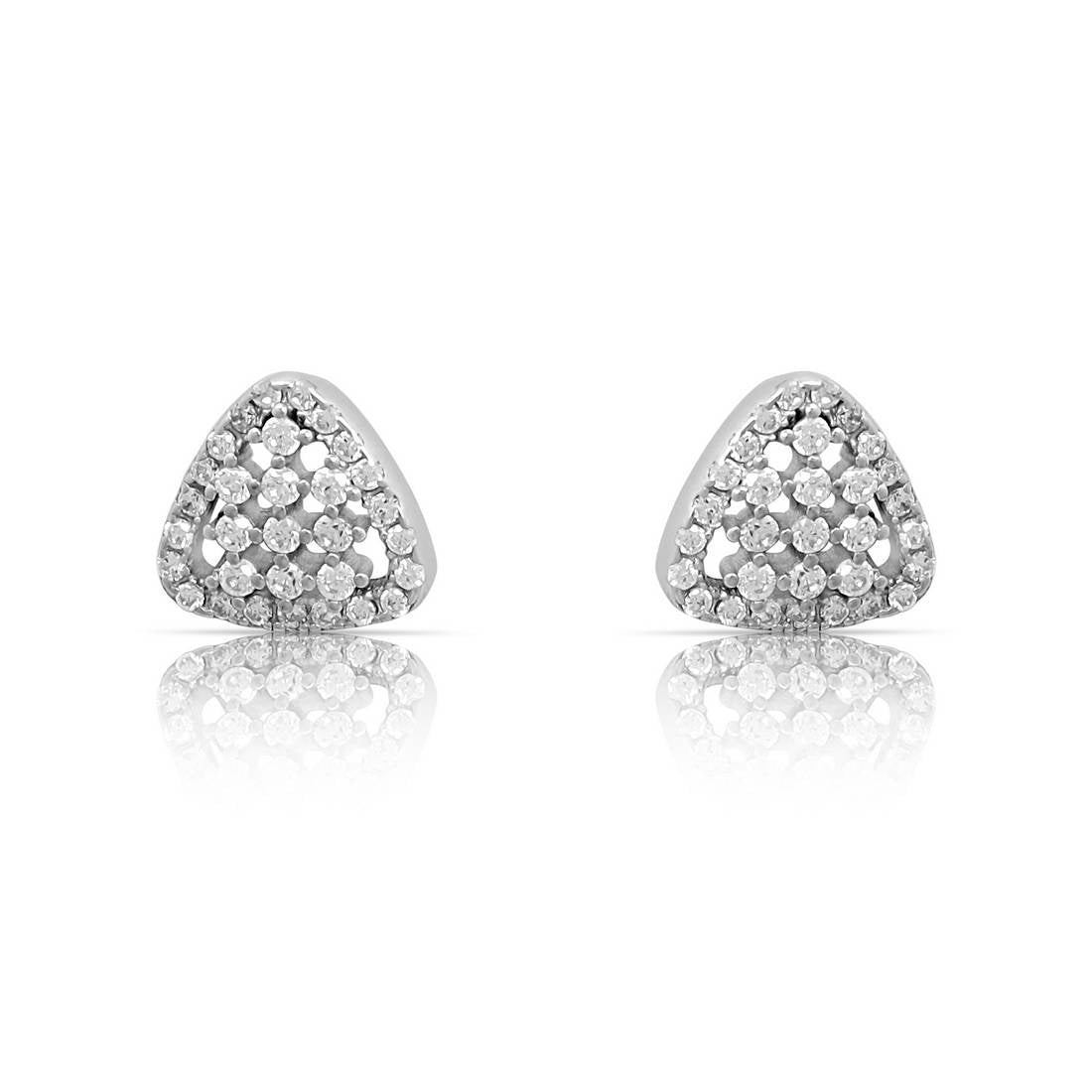 Triangular Bliss Rhodium Plated 925 Sterling Silver Stud Earrings